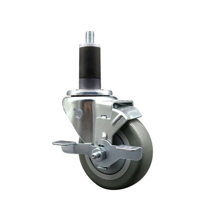 Service Caster 3.5'' Gray Poly Swivel 1-1/4'' Expanding Stem Caster with Brake SCC-EX20S3514-PPUB-TLB-114